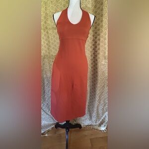 Patagonia Morning Glory Halter sizeXS Jersey Spandex Terracotta Midi Dress